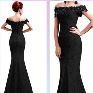 Black mermaid beaded lace gown